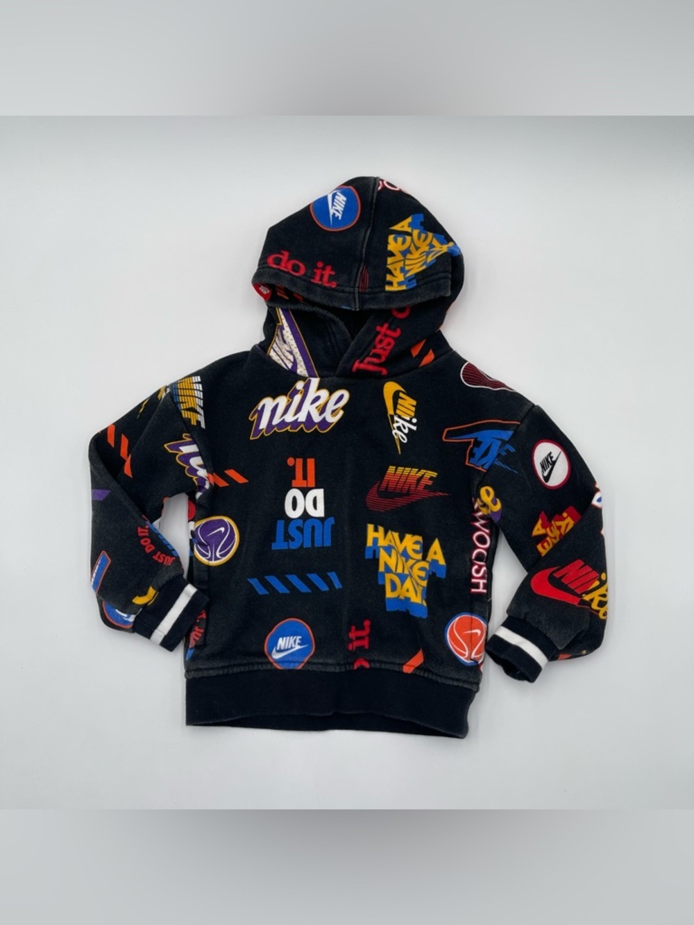Nike Hoodie Boys 2T Logo Swoosh Just Do it Long Sleeve Fleece Athletic AOP - Picture 4 of 10
